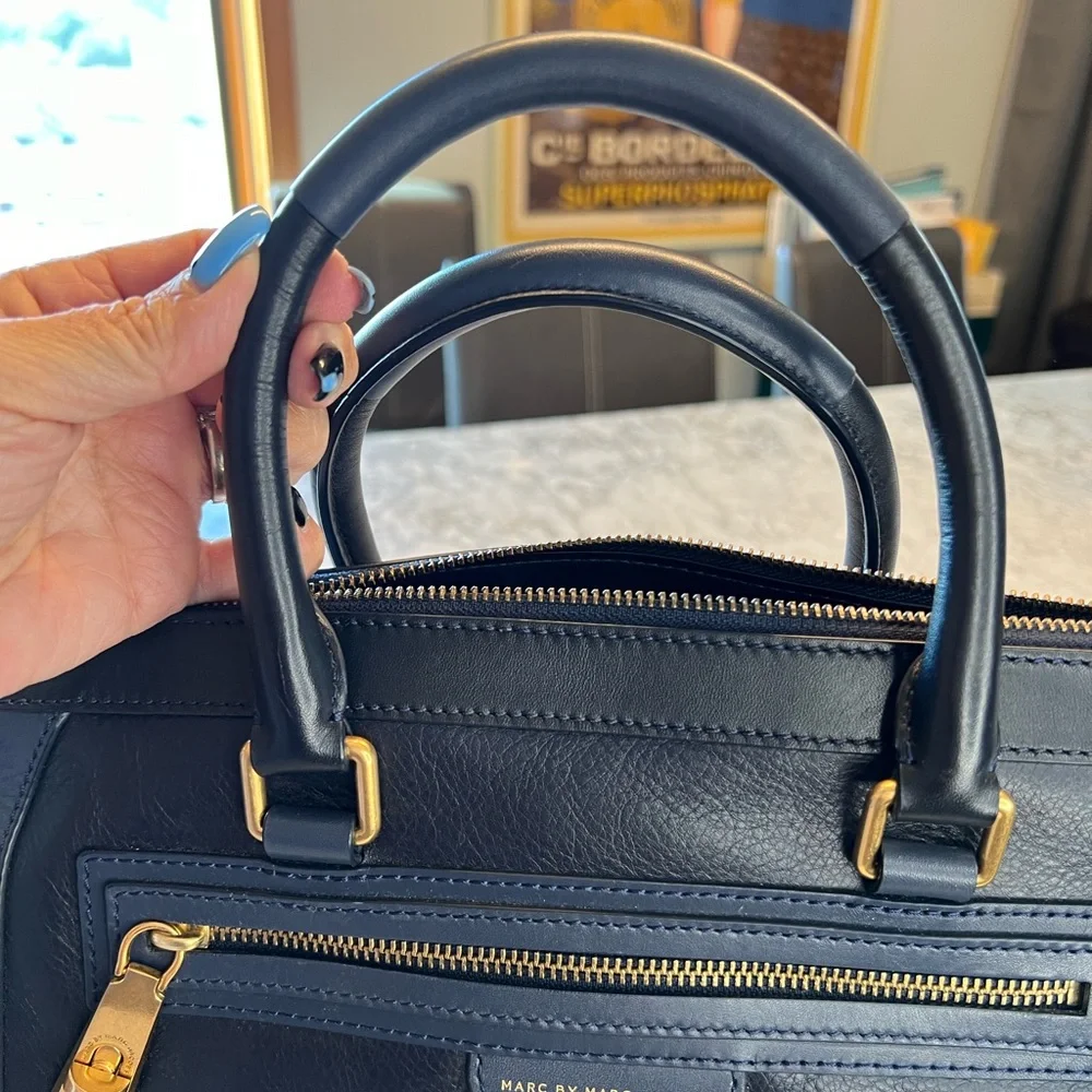 Marc by Marc Jacob’s Jet Blue Two Handle Top Zip Satchel with Adjustable Strap - Picture 6 of 16